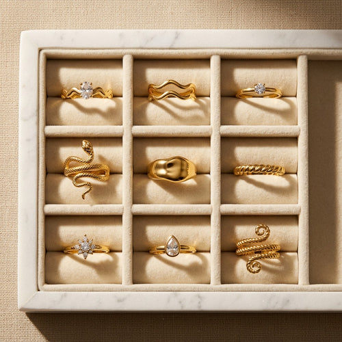 Anillo ajustable dorado con circonia - Aurelis & Co.
