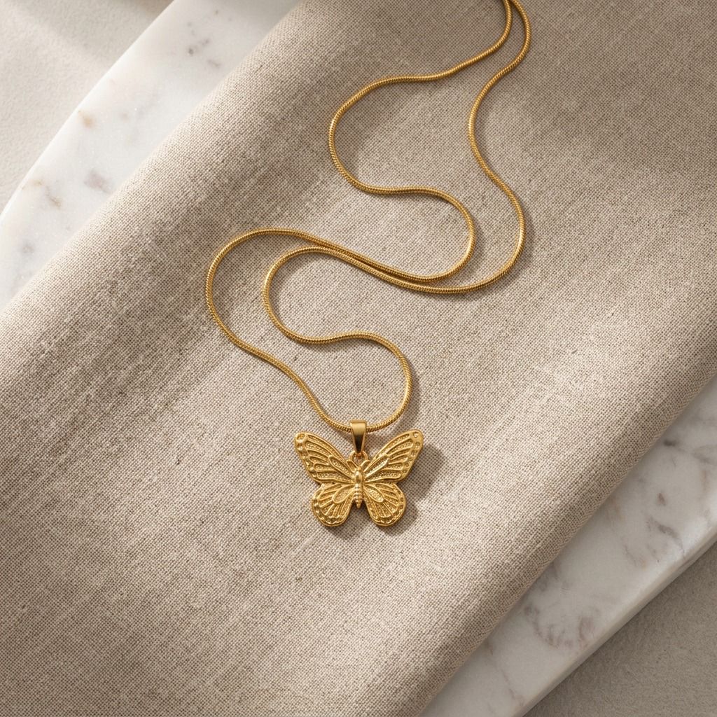 Collar mariposa dorada texturizada - Aurelis & Co.